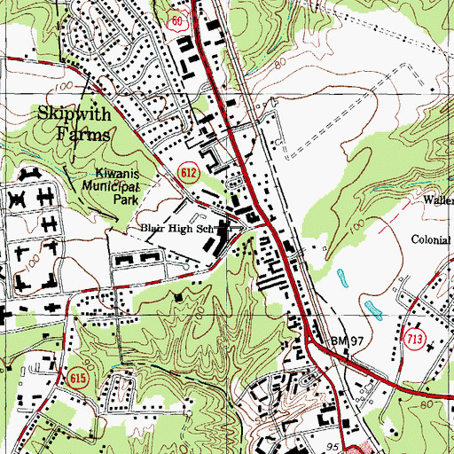 Topographic Map of James Blair Middle School, VA
