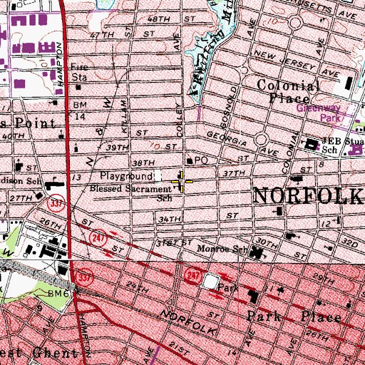 Topographic Map of Blessed Sacrament School, VA