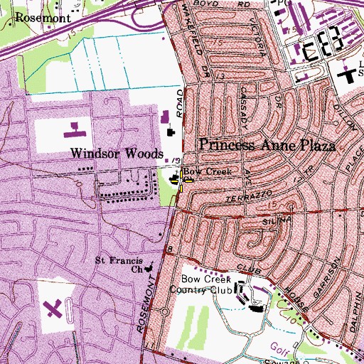 Topographic Map of Bow Creek Church, VA