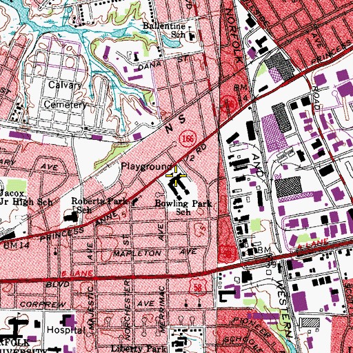 Topographic Map of Richard Bowling Elementary School, VA