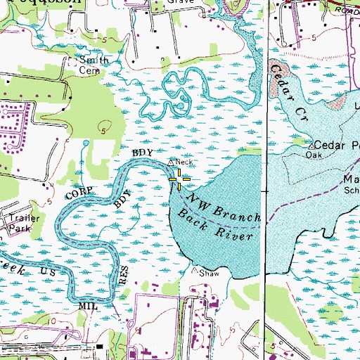 Topographic Map of Brick Kiln Creek, VA