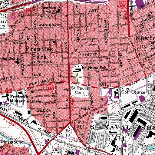 Topographic Map of Brighton Elementary School, VA