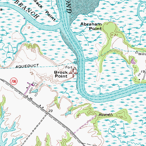 Topographic Map of Brock Point, VA
