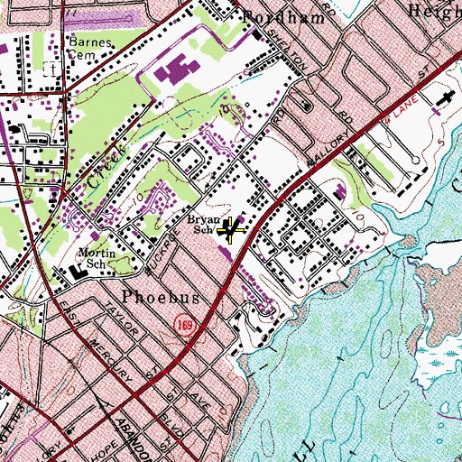 Topographic Map of Bryan Elementary School, VA