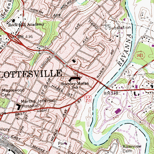 Topographic Map of Burnley - Moran Elementary School, VA