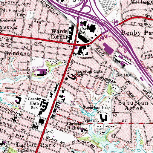 Topographic Map of Carolton Oaks School, VA