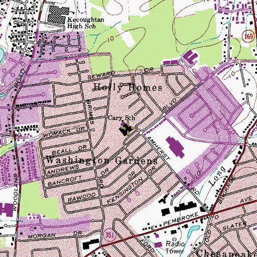 Topographic Map of John B Cary Elementary School, VA