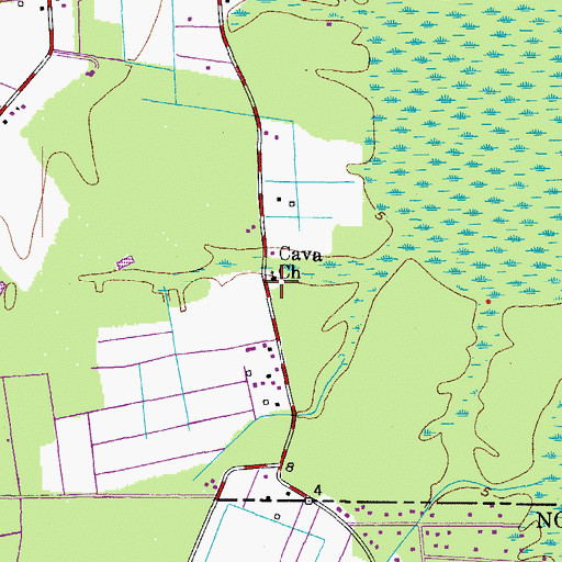 Topographic Map of Cava Church, VA