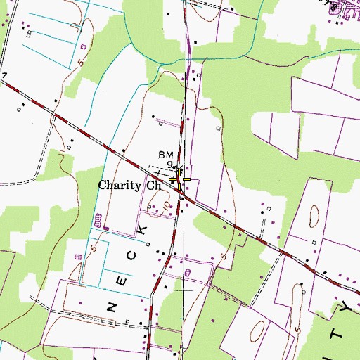 Topographic Map of Charity United Methodist Church, VA