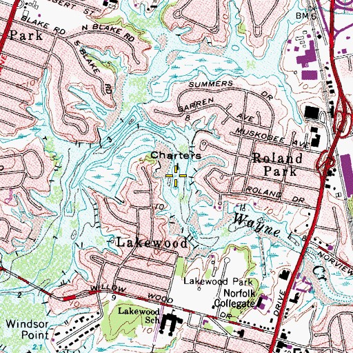 Topographic Map of Charters Island, VA