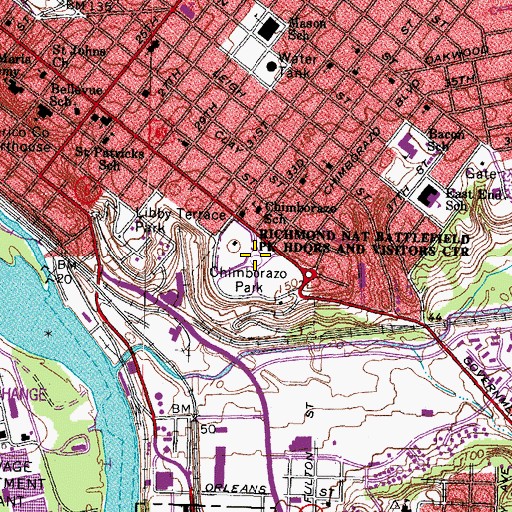 Topographic Map of Chimborazo Park, VA