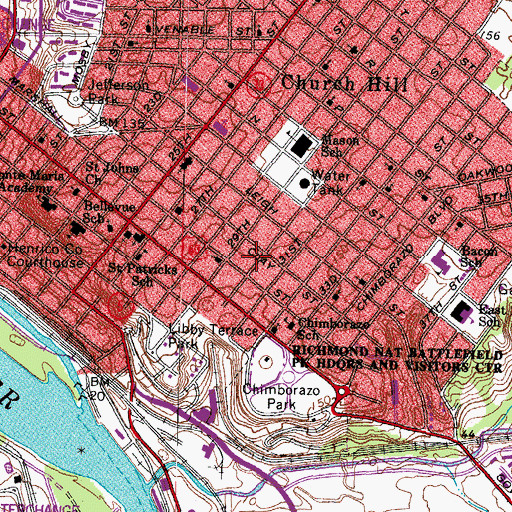 Topographic Map of Chimborazo Elementary School, VA