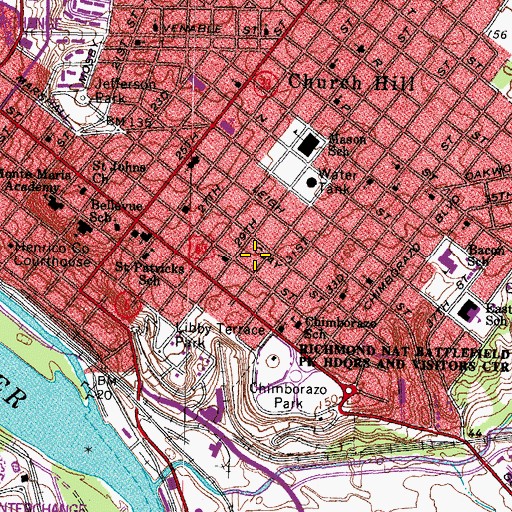 Topographic Map of Chimborazo Elementary School, VA