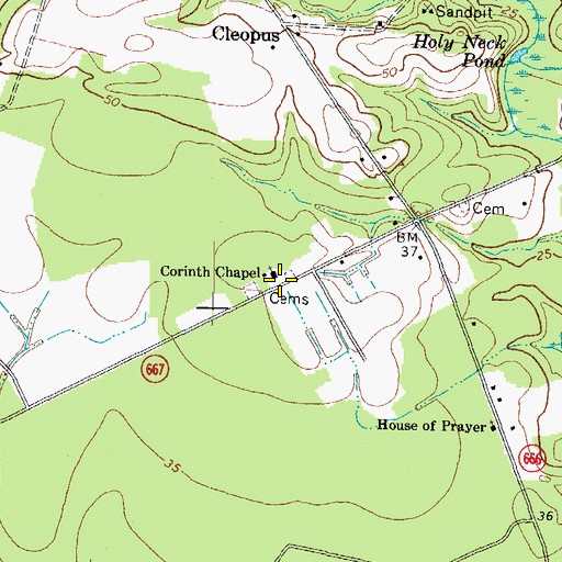 Topographic Map of Corinth Chapel, VA