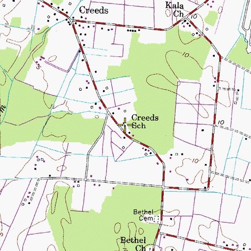 Topographic Map of Creeds School, VA