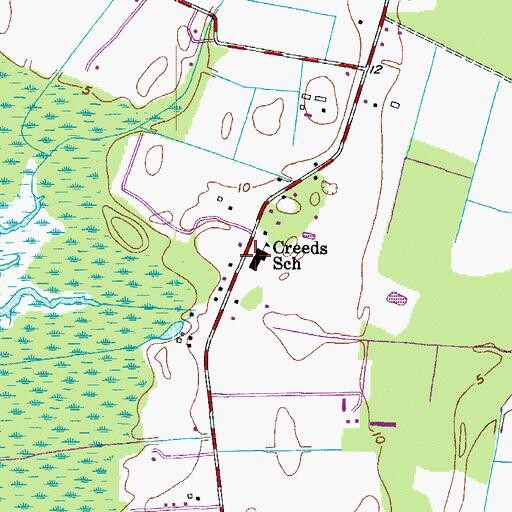 Topographic Map of Creeds Elementary School, VA