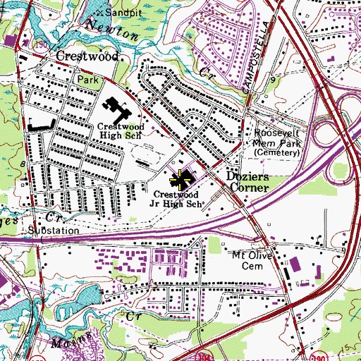 Topographic Map of Crestwood Intermediate School, VA