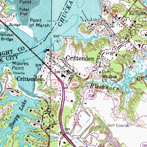 Topographic Map of Crittenden, VA