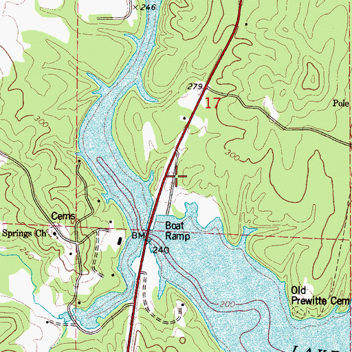 Topographic Map of Bell City (historical), AL
