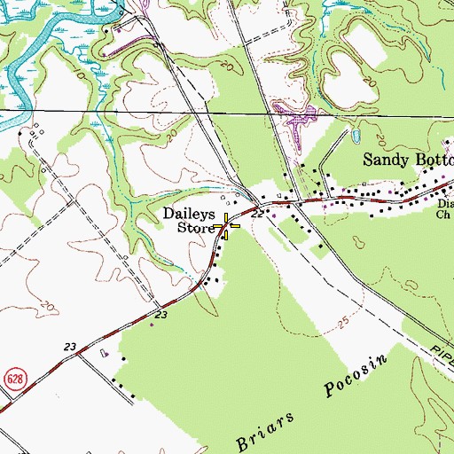 Topographic Map of Daileys Store, VA