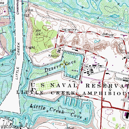 Topographic Map of Desert Cove, VA