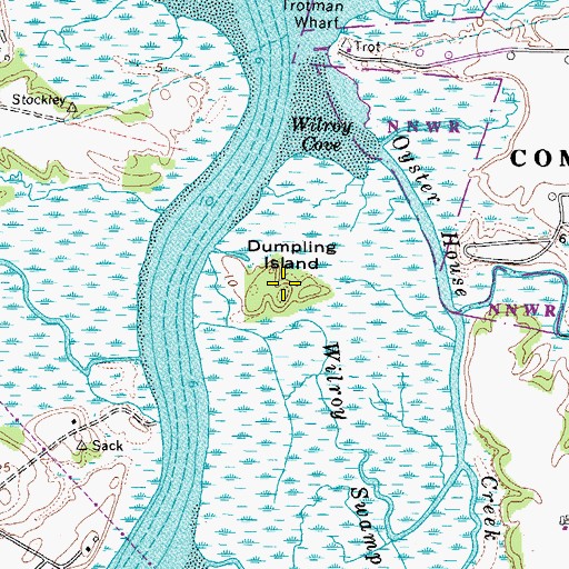 Topographic Map of Dumpling Island, VA