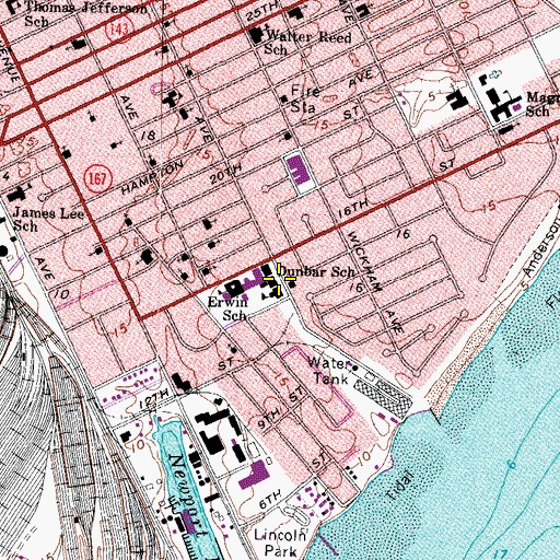 Topographic Map of Dunbar Erwin Middle School, VA