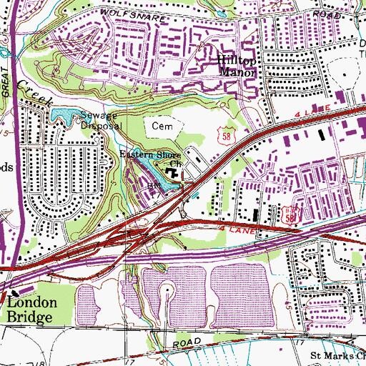 Topographic Map of Eastern Shore Church, VA
