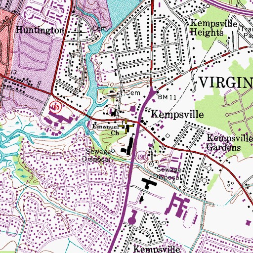 Topographic Map of Emmanuel Church, VA