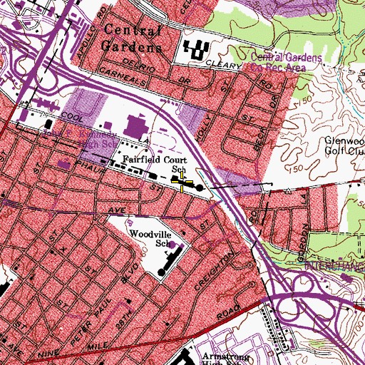Topographic Map of Fairfield Court Elementary School, VA