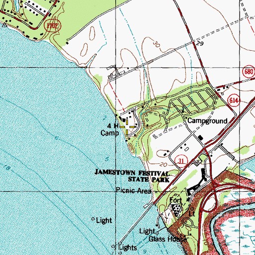 Topographic Map of Four-H Camp, VA