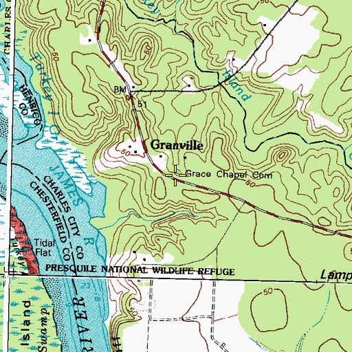 Topographic Map of Grace Chapel Cemetery, VA