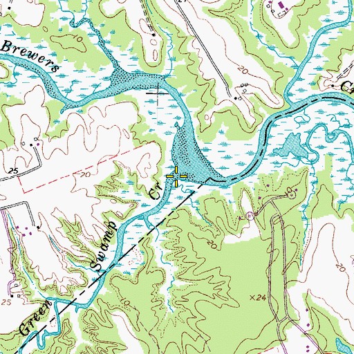 Topographic Map of Green Swamp Creek, VA