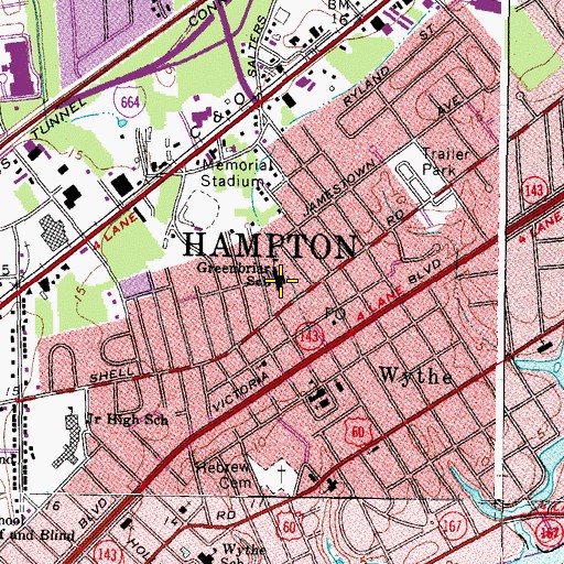 Topographic Map of Boys and Girls Clubs of the Virginia Peninsula Citizens Unit, VA