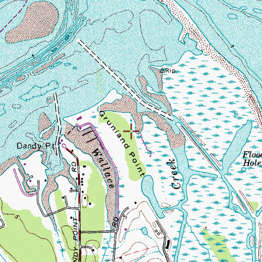 Topographic Map of Grunland Point, VA