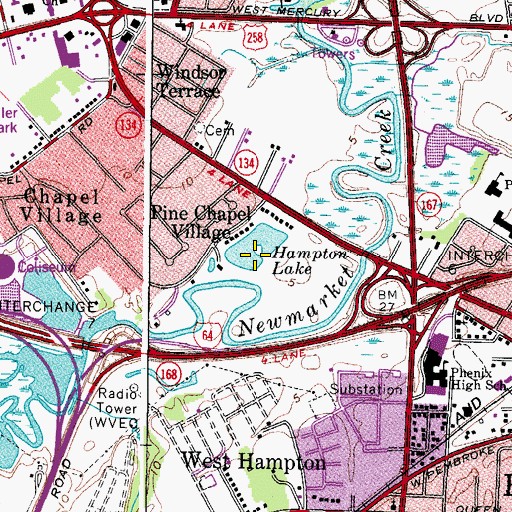 Topographic Map of Lake Hampton, VA