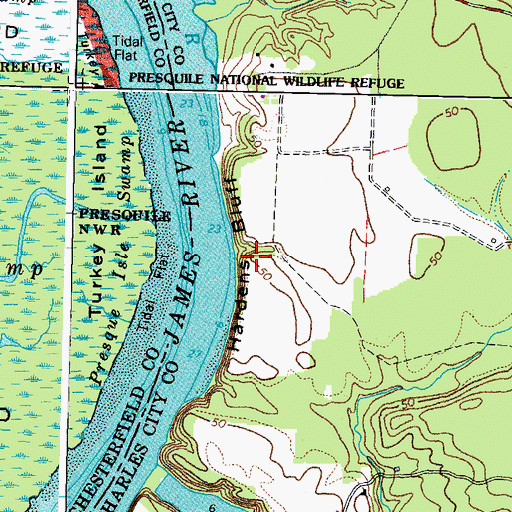 Topographic Map of Hardens Bluff, VA