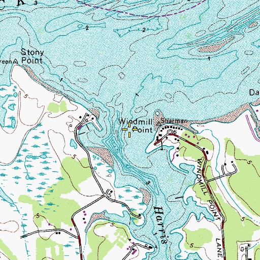 Topographic Map of Harris River, VA
