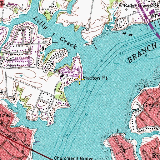 Topographic Map of Hatton Point, VA