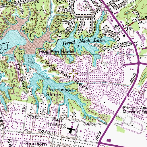 Topographic Map of Hog Pen Neck, VA