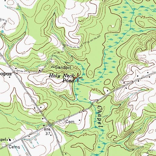 Topographic Map of Holy Neck Pond, VA