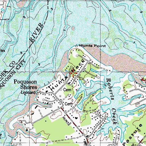 Topographic Map of Hunts Neck, VA