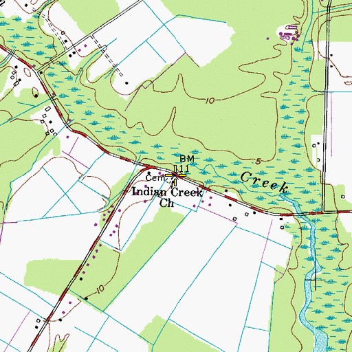 Topographic Map of Indian Creek Church, VA