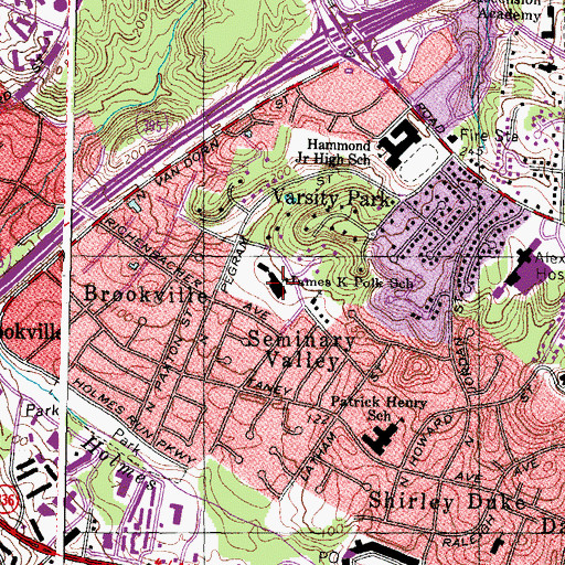 Topographic Map of James K Polk Elementary School, VA