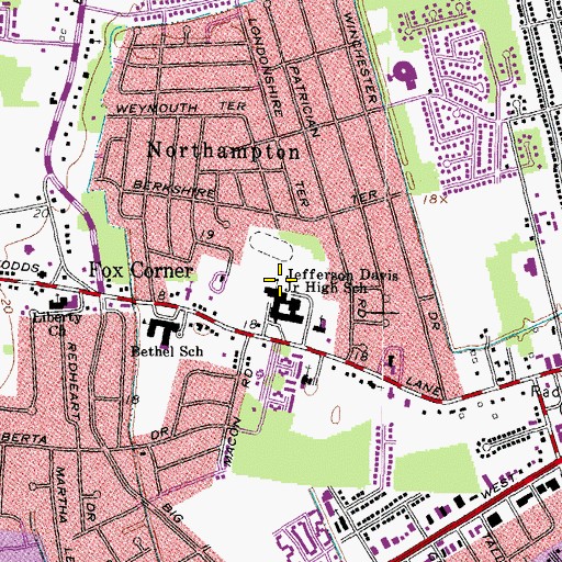 Topographic Map of Davis Middle School, VA