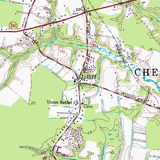 Topographic Map of Jolliff, VA