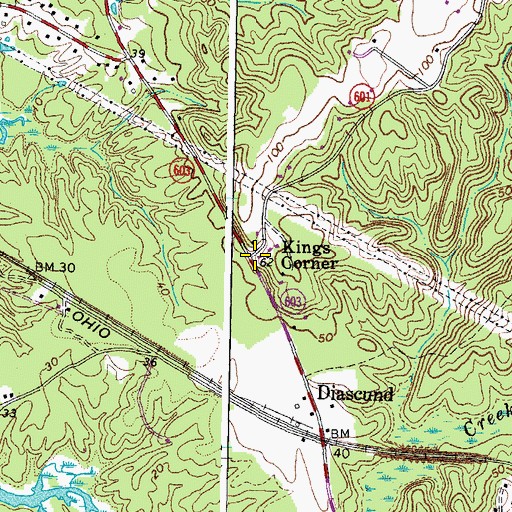 Topographic Map of Kings Corner, VA