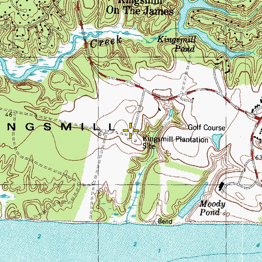 Topographic Map of Kingsmill Neck, VA