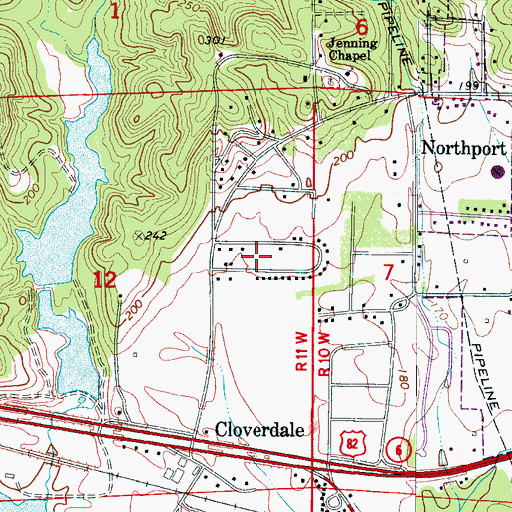 Topographic Map of Booth Estates, AL