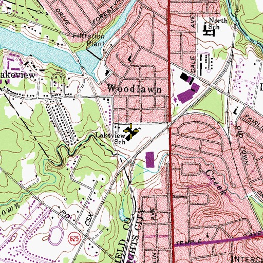 Topographic Map of Lakeview Elementary School, VA